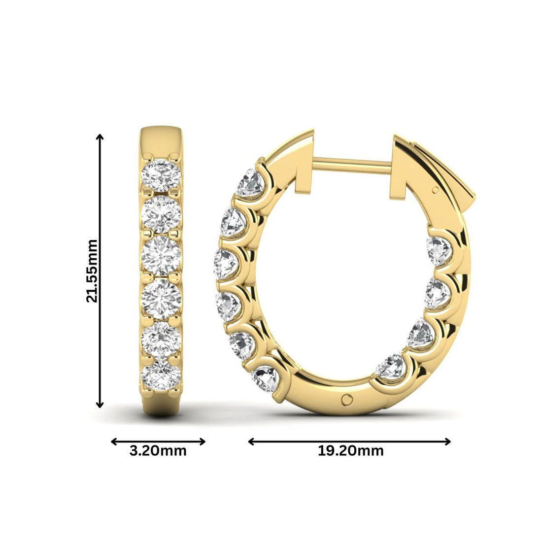 OctaPearl Round Inside-Out Lab Grown Diamond Hoop Earrings
