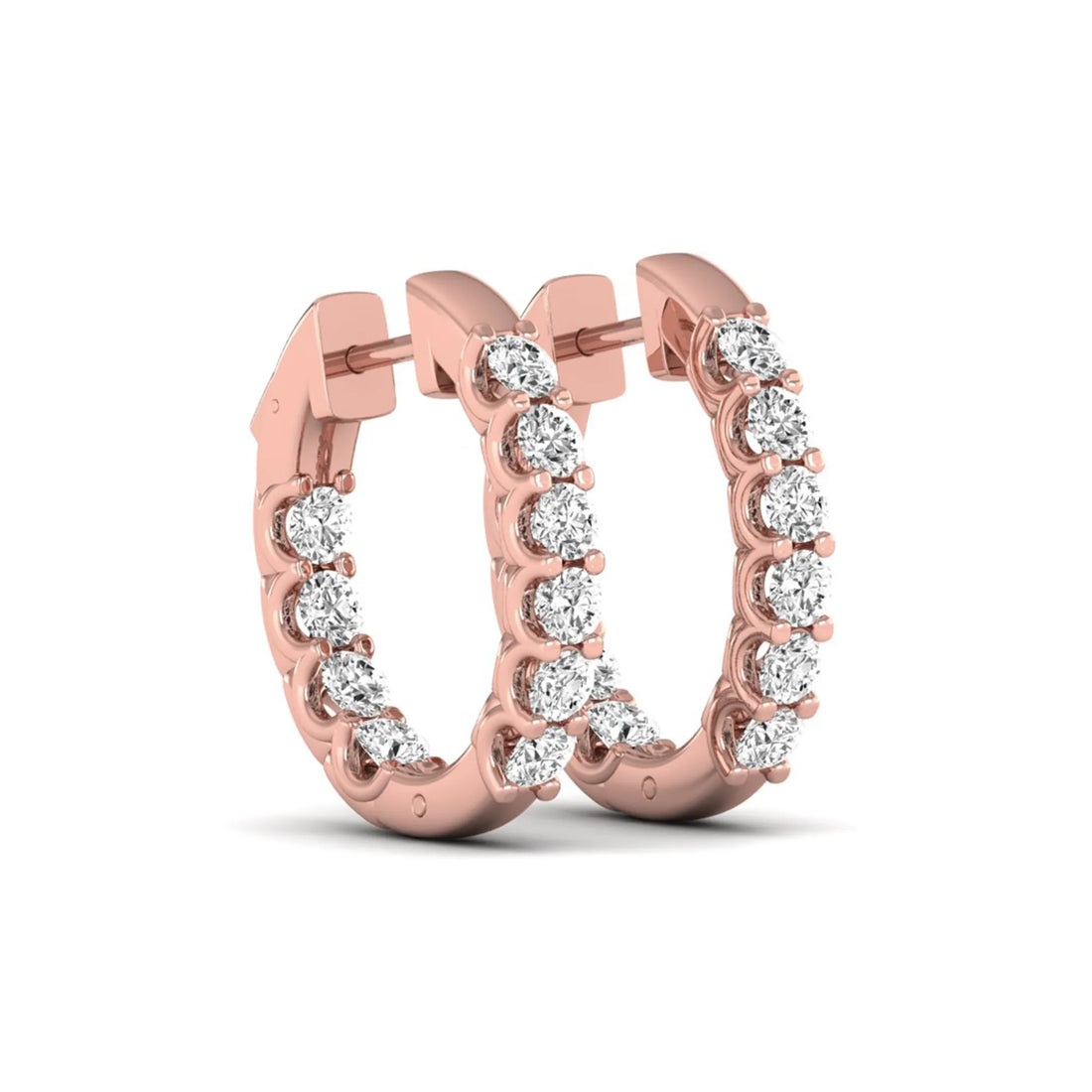 OctaPearl Round Inside-Out Lab Grown Diamond Hoop Earrings