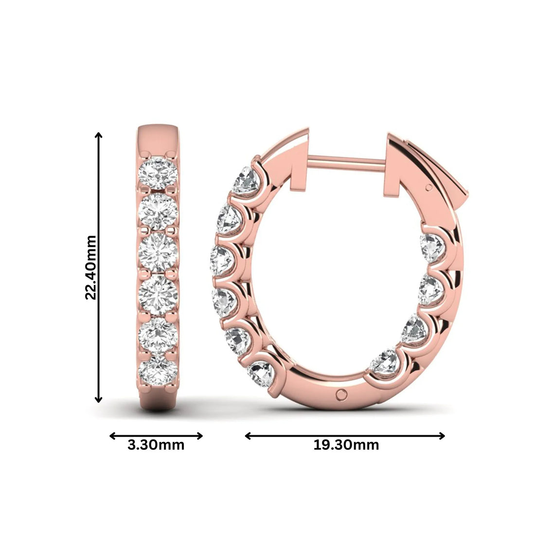 OctaPearl Round Inside-Out Lab Grown Diamond Hoop Earrings