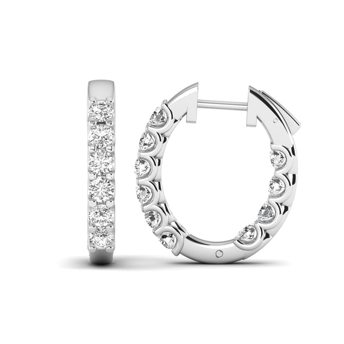 OctaPearl Round Inside-Out Lab Grown Diamond Hoop Earrings