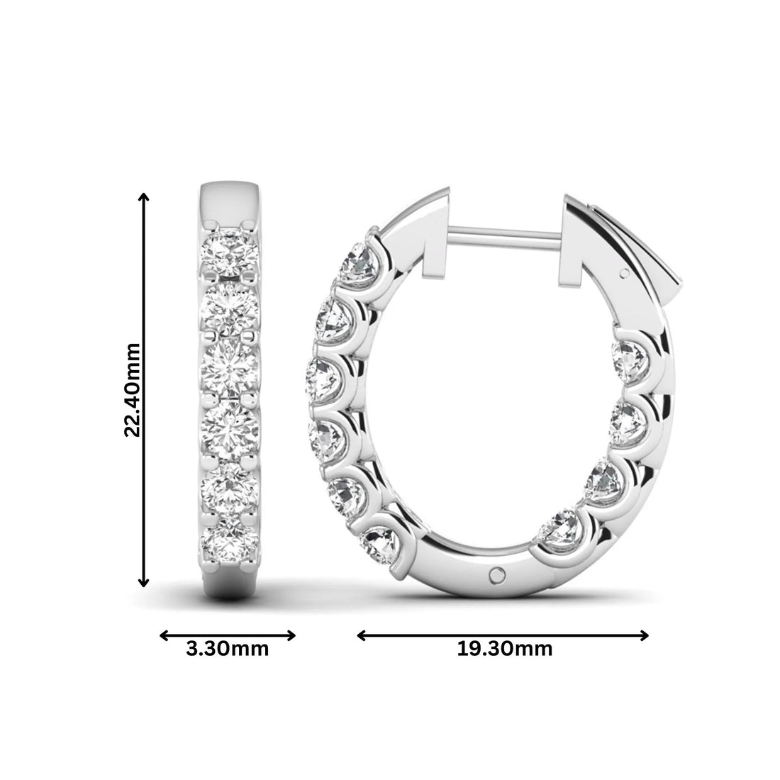 OctaPearl Round Inside-Out Lab Grown Diamond Hoop Earrings