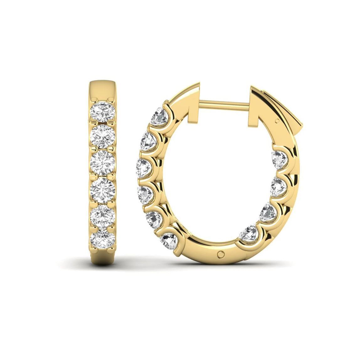 OctaPearl Round Inside-Out Lab Grown Diamond Hoop Earrings