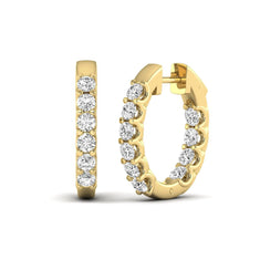 OctaPearl Round Inside-Out Lab Grown Diamond Hoop Earrings