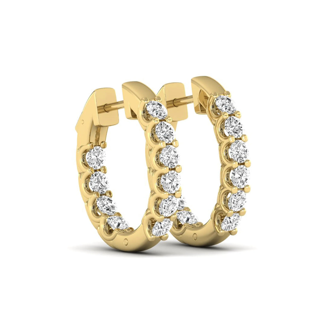 OctaPearl Round Inside-Out Lab Grown Diamond Hoop Earrings