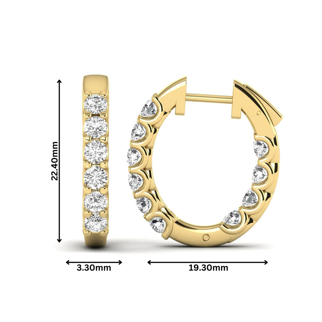 OctaPearl Round Inside-Out Lab Grown Diamond Hoop Earrings