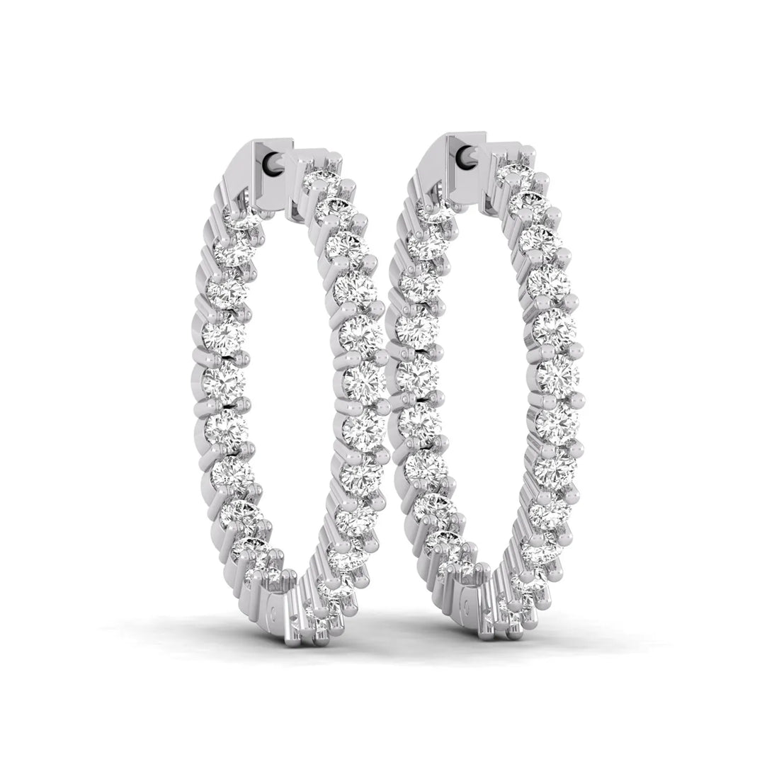 OctaPearl Round Inside-Out Lab Grown Diamond Hoop Earrings - White Gold