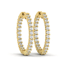 OctaPearl Round Inside-Out Lab Grown Diamond Hoop Earrings
