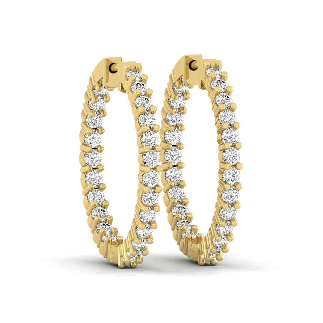 OctaPearl Round Inside-Out Lab Grown Diamond Hoop Earrings - Yellow Gold