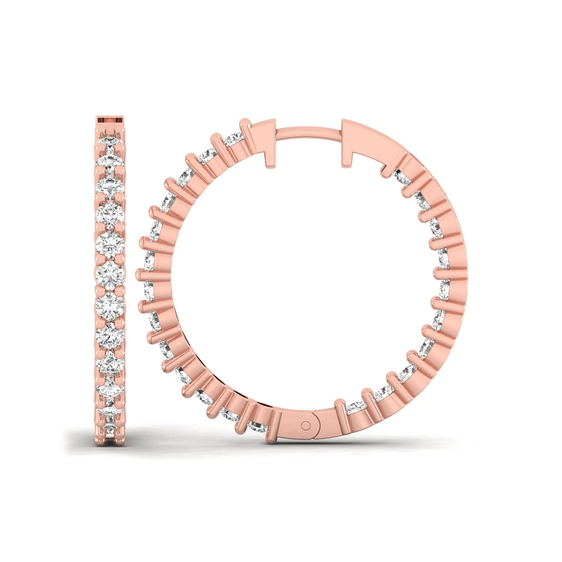 OctaPearl Round Inside-Out Lab Grown Diamond Hoop Earrings - Rose Gold