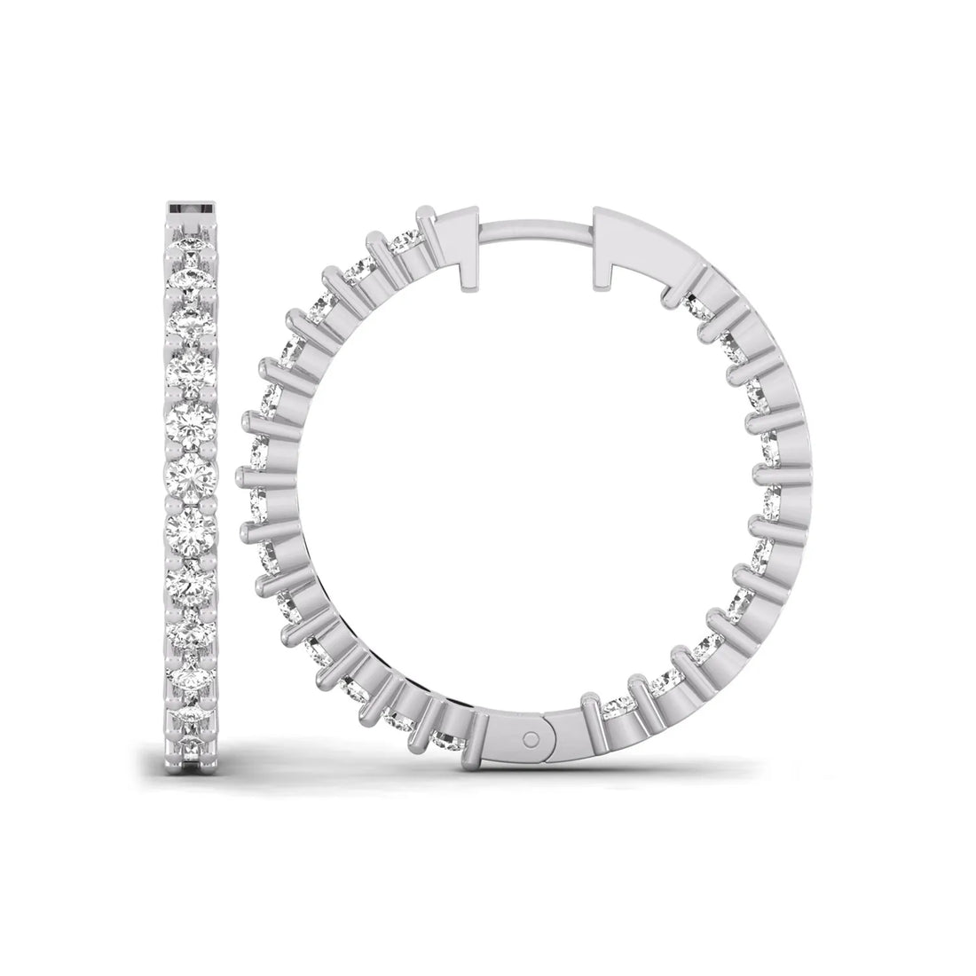 OctaPearl Round Inside-Out Lab Grown Diamond Hoop Earrings - White Gold