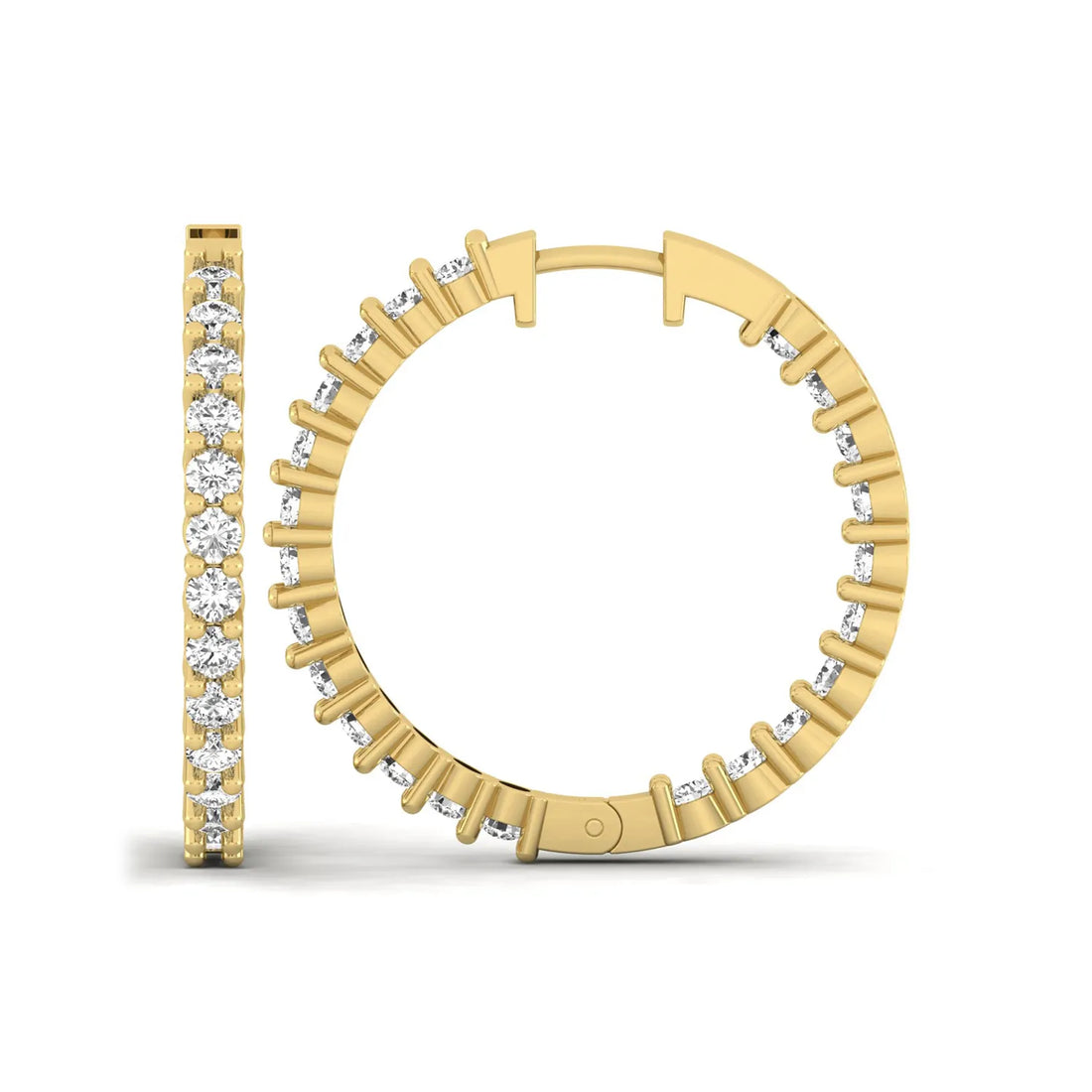 OctaPearl Round Inside-Out Lab Grown Diamond Hoop Earrings - Yellow Gold