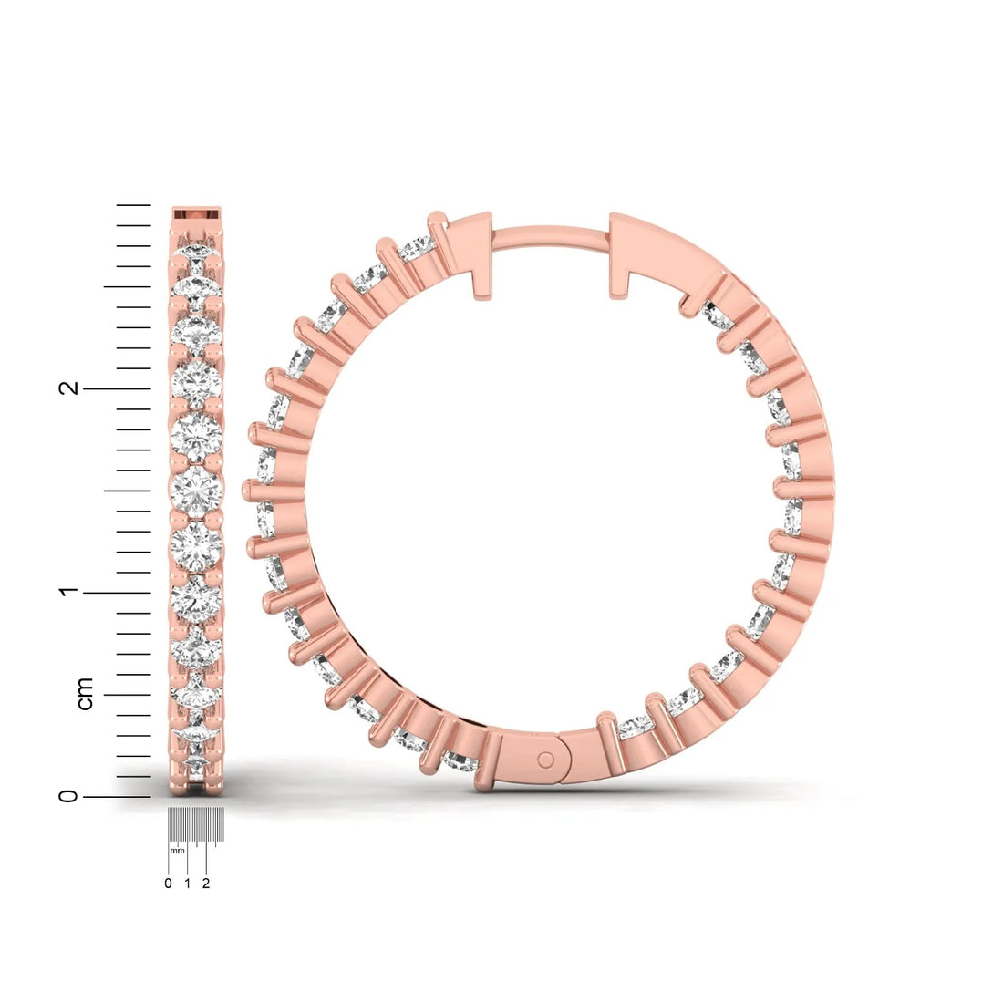 OctaPearl Round Inside-Out Lab Grown Diamond Hoop Earrings - Rose Gold