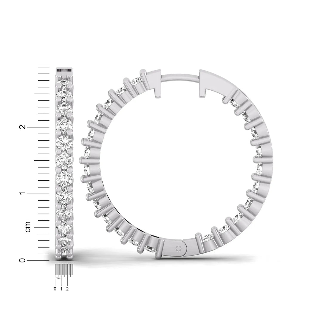 OctaPearl Round Inside-Out Lab Grown Diamond Hoop Earrings - White Gold