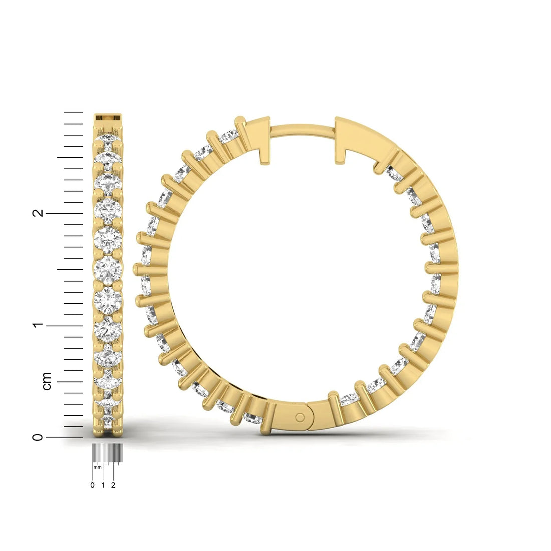 OctaPearl Round Inside-Out Lab Grown Diamond Hoop Earrings - Yellow Gold