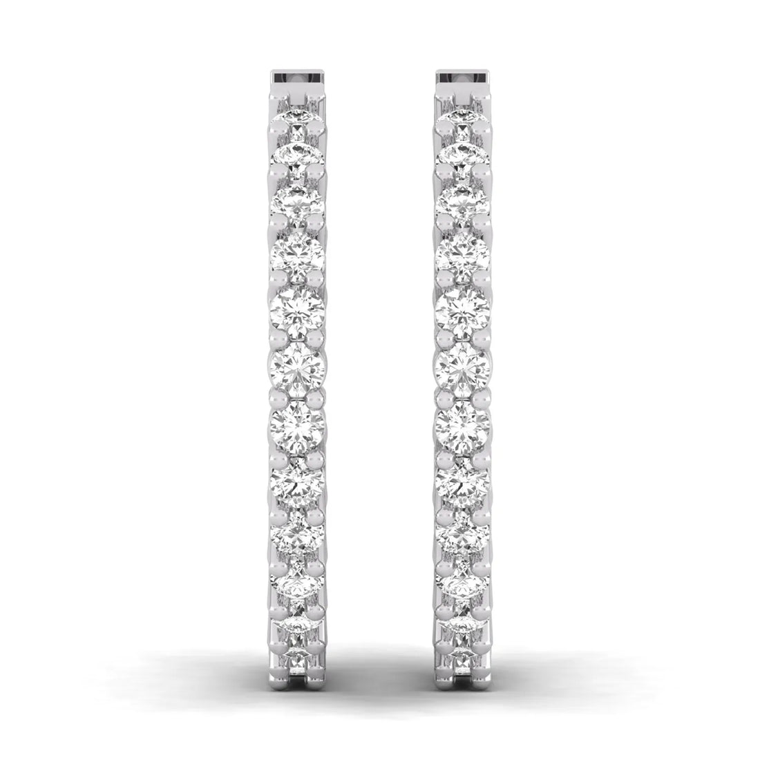 OctaPearl Round Inside-Out Lab Grown Diamond Hoop Earrings - White Gold