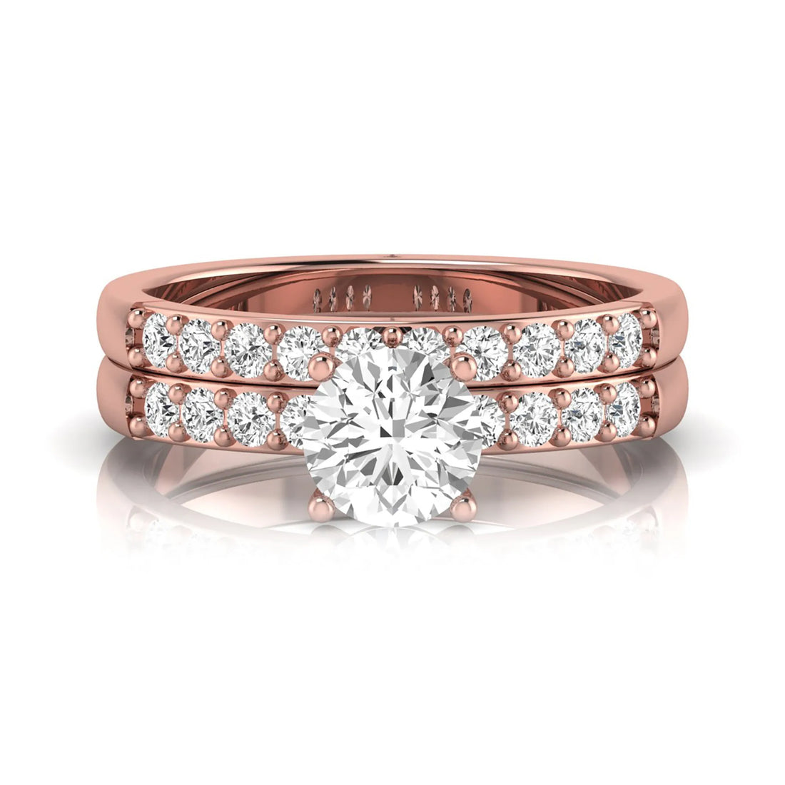 OctaPearl 1 ct Round Lab Grown Diamond Bridal Ring Set