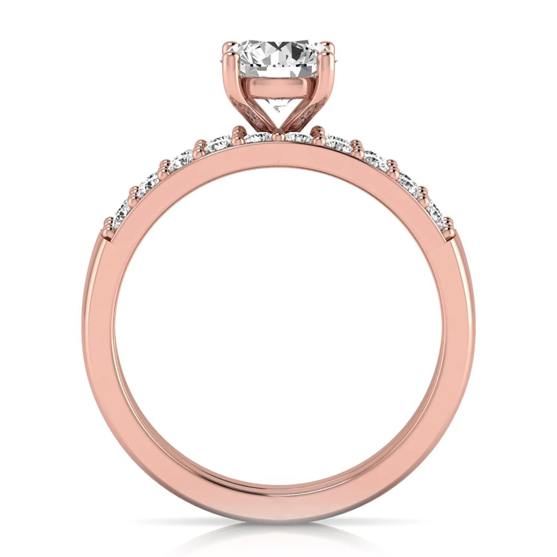OctaPearl 1 ct Round Lab Grown Diamond Bridal Ring Set