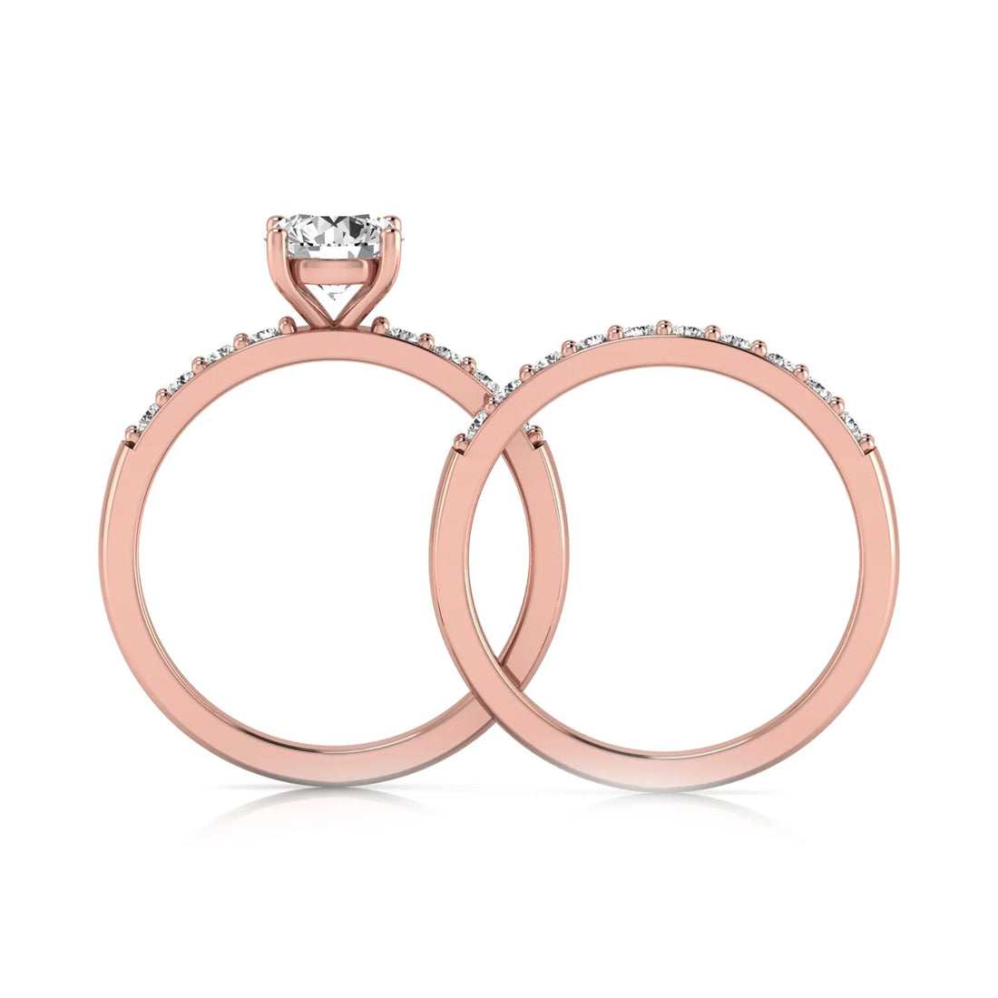 OctaPearl 1 ct Round Lab Grown Diamond Bridal Ring Set