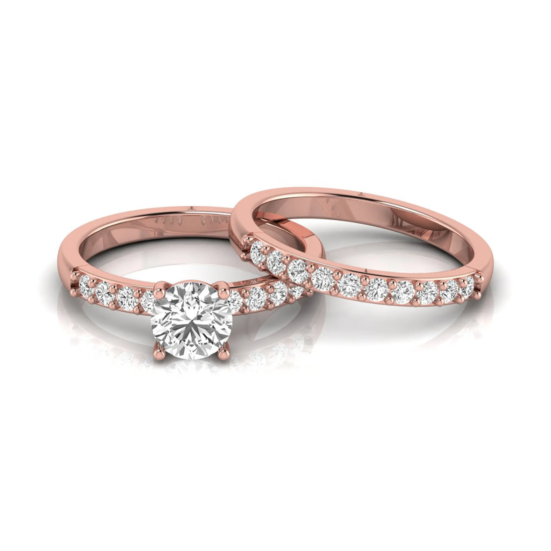 OctaPearl 1 ct Round Lab Grown Diamond Bridal Ring Set