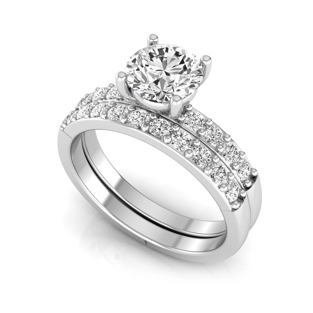 OctaPearl 1 ct Round Lab Grown Diamond Bridal Ring Set