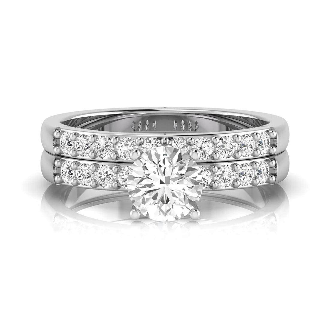 OctaPearl 1 ct Round Lab Grown Diamond Bridal Ring Set