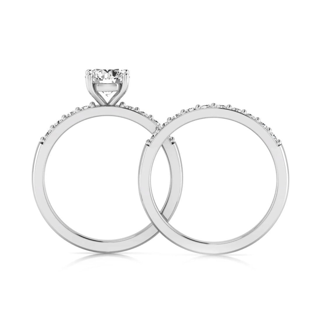 OctaPearl 1 ct Round Lab Grown Diamond Bridal Ring Set