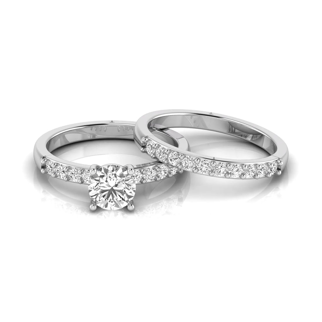 OctaPearl 1 ct Round Lab Grown Diamond Bridal Ring Set