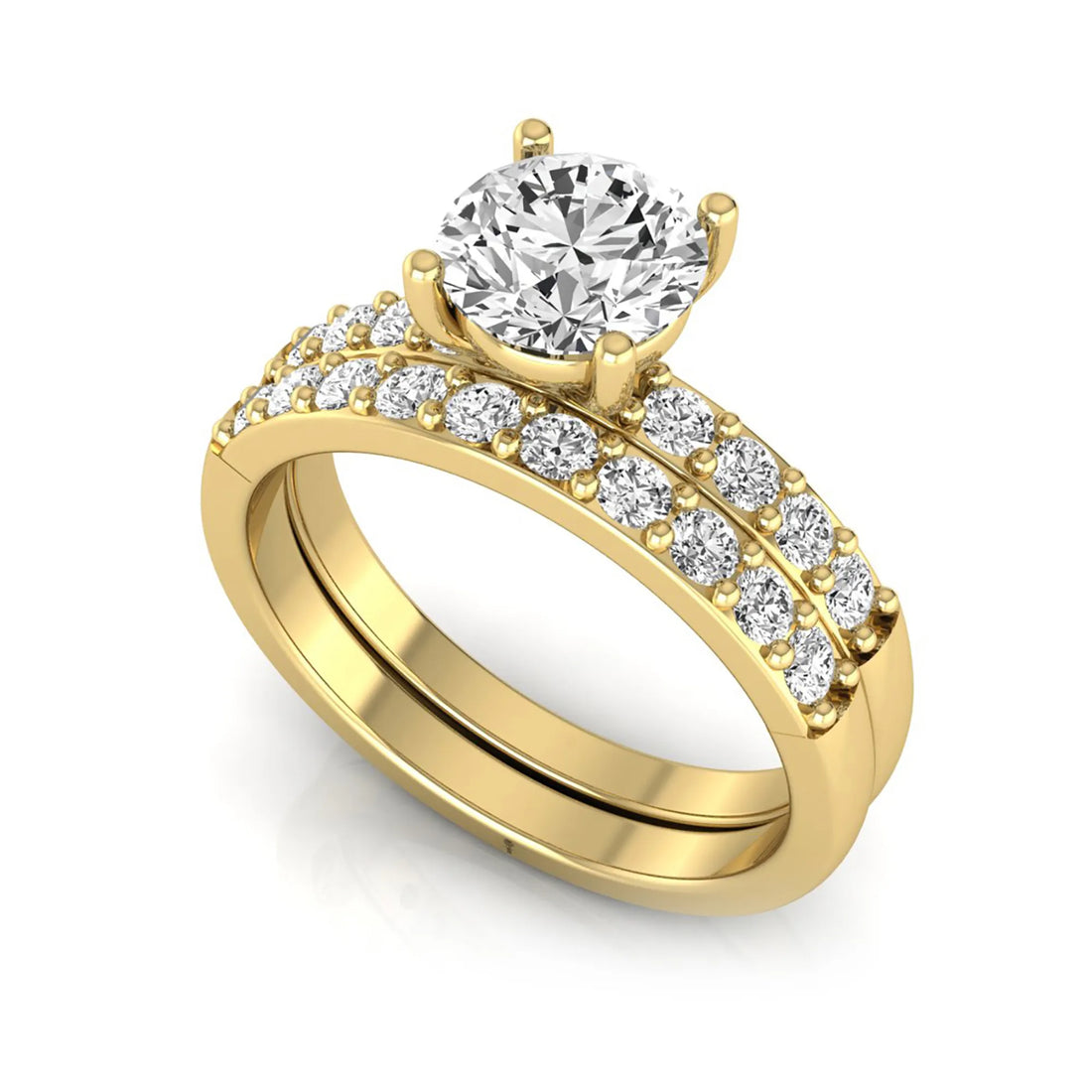 OctaPearl 1 ct Round Lab Grown Diamond Bridal Ring Set