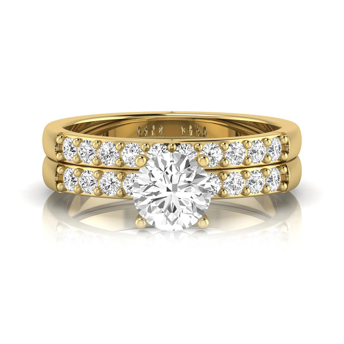 OctaPearl 1 ct Round Lab Grown Diamond Bridal Ring Set