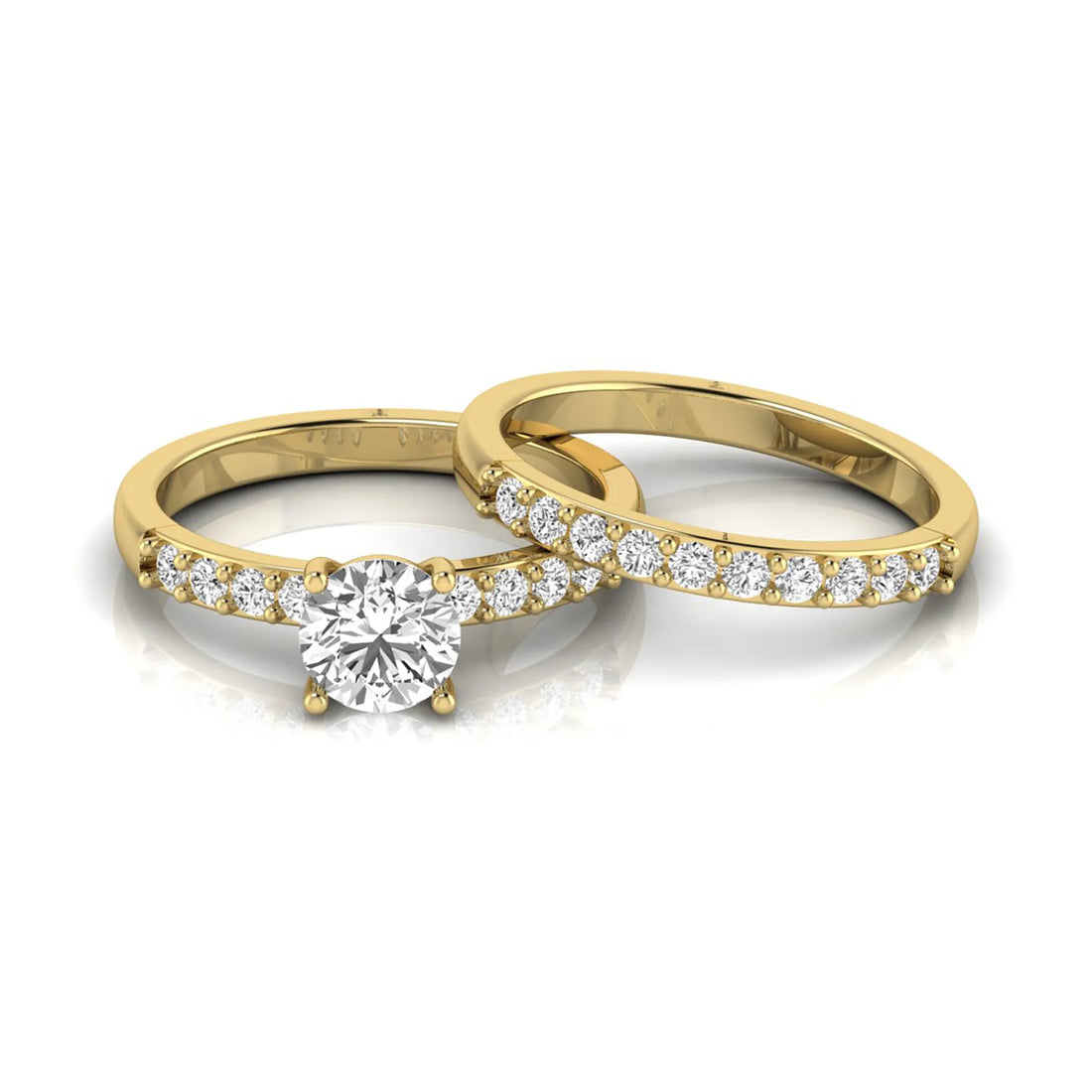 OctaPearl 1 ct Round Lab Grown Diamond Bridal Ring Set