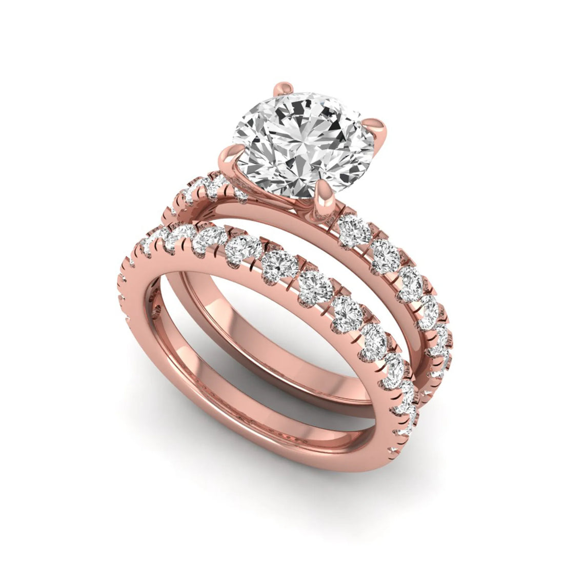 OctaPearl 1.5 ct Round Cut Lab Grown Diamond Bridal Ring Set