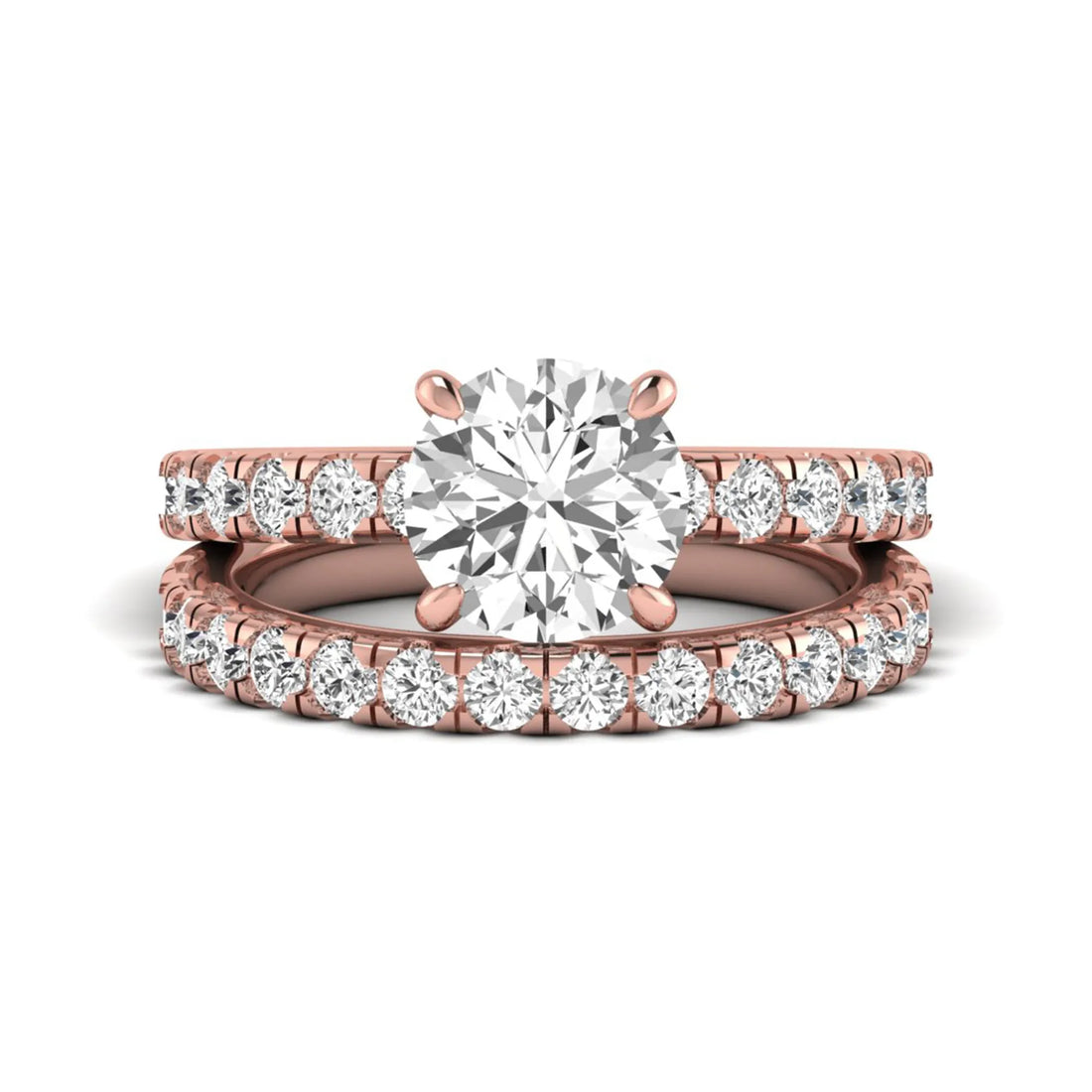 OctaPearl 1.5 ct Round Cut Lab Grown Diamond Bridal Ring Set