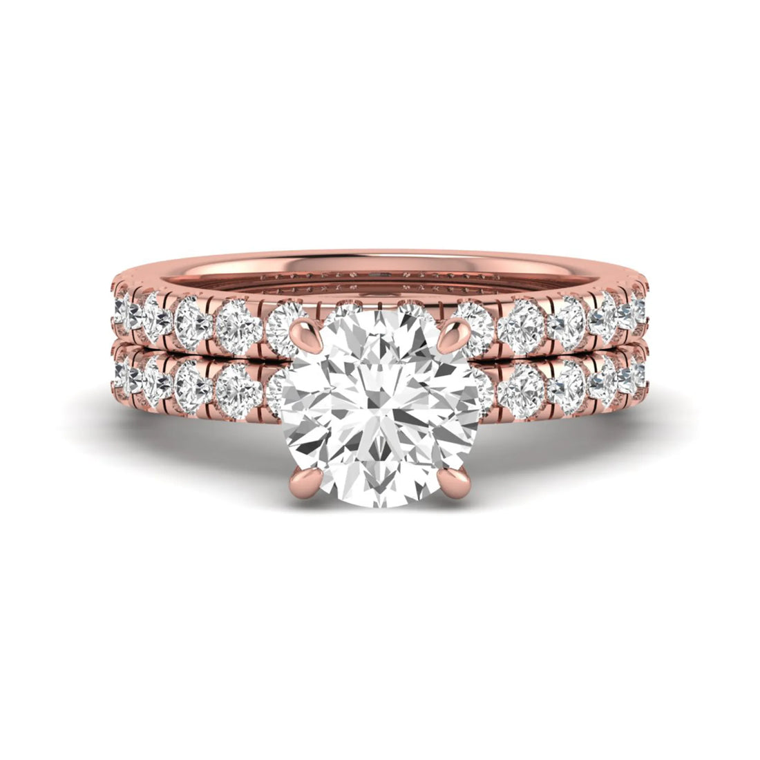 OctaPearl 1.5 ct Round Cut Lab Grown Diamond Bridal Ring Set