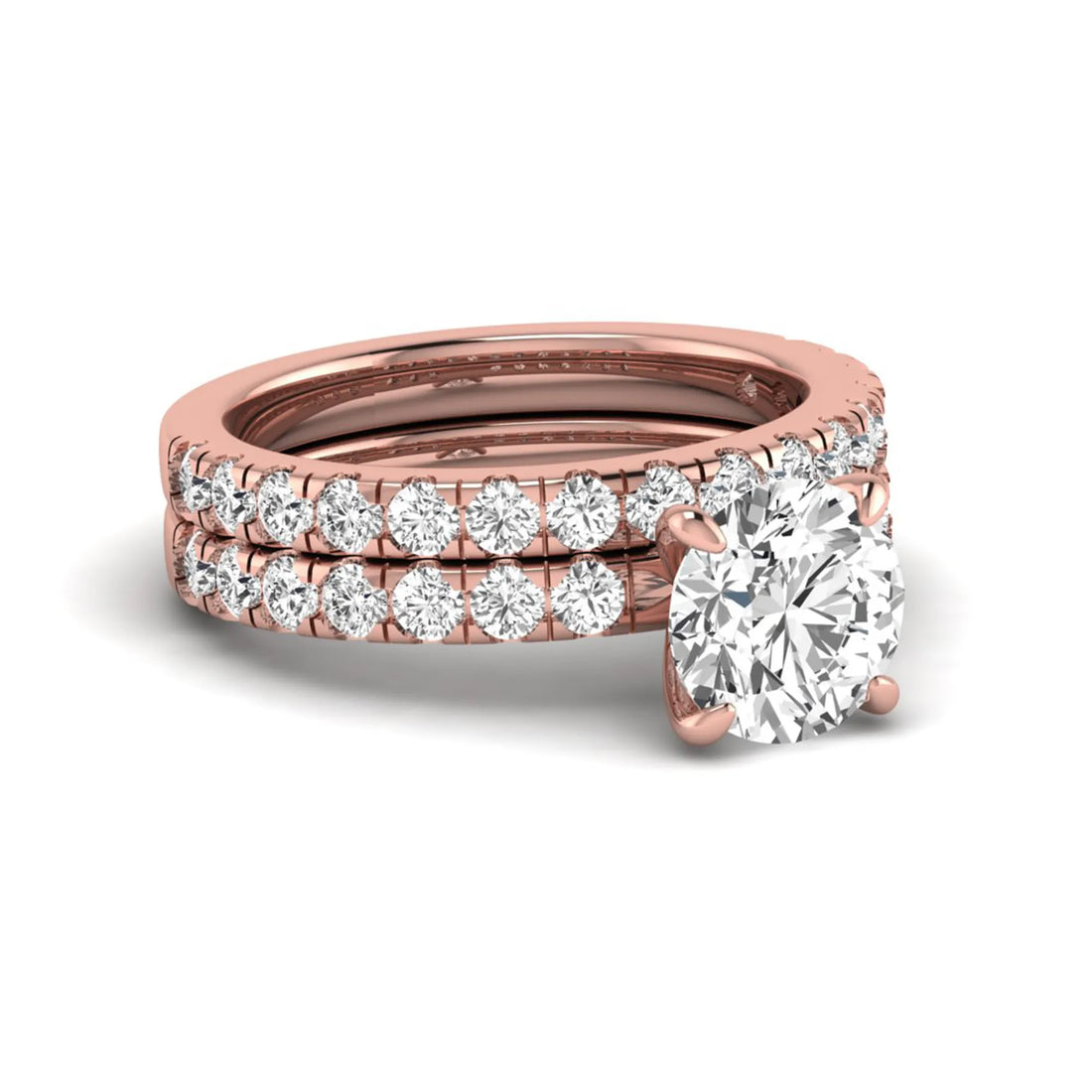 OctaPearl 1.5 ct Round Cut Lab Grown Diamond Bridal Ring Set