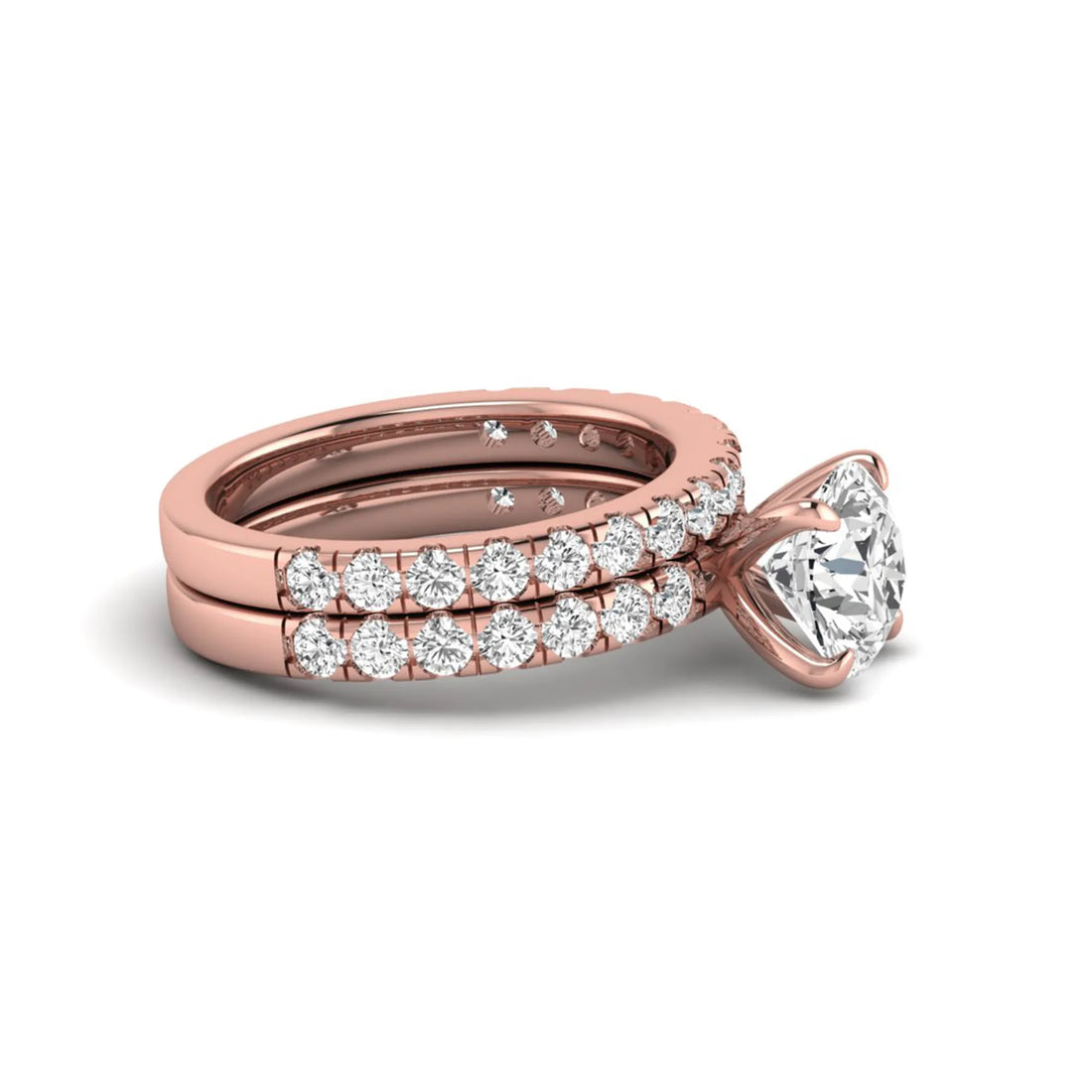 OctaPearl 1.5 ct Round Cut Lab Grown Diamond Bridal Ring Set