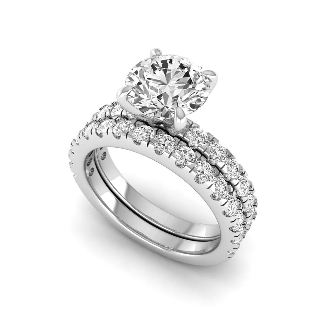 OctaPearl 1.5 ct Round Cut Lab Grown Diamond Bridal Ring Set