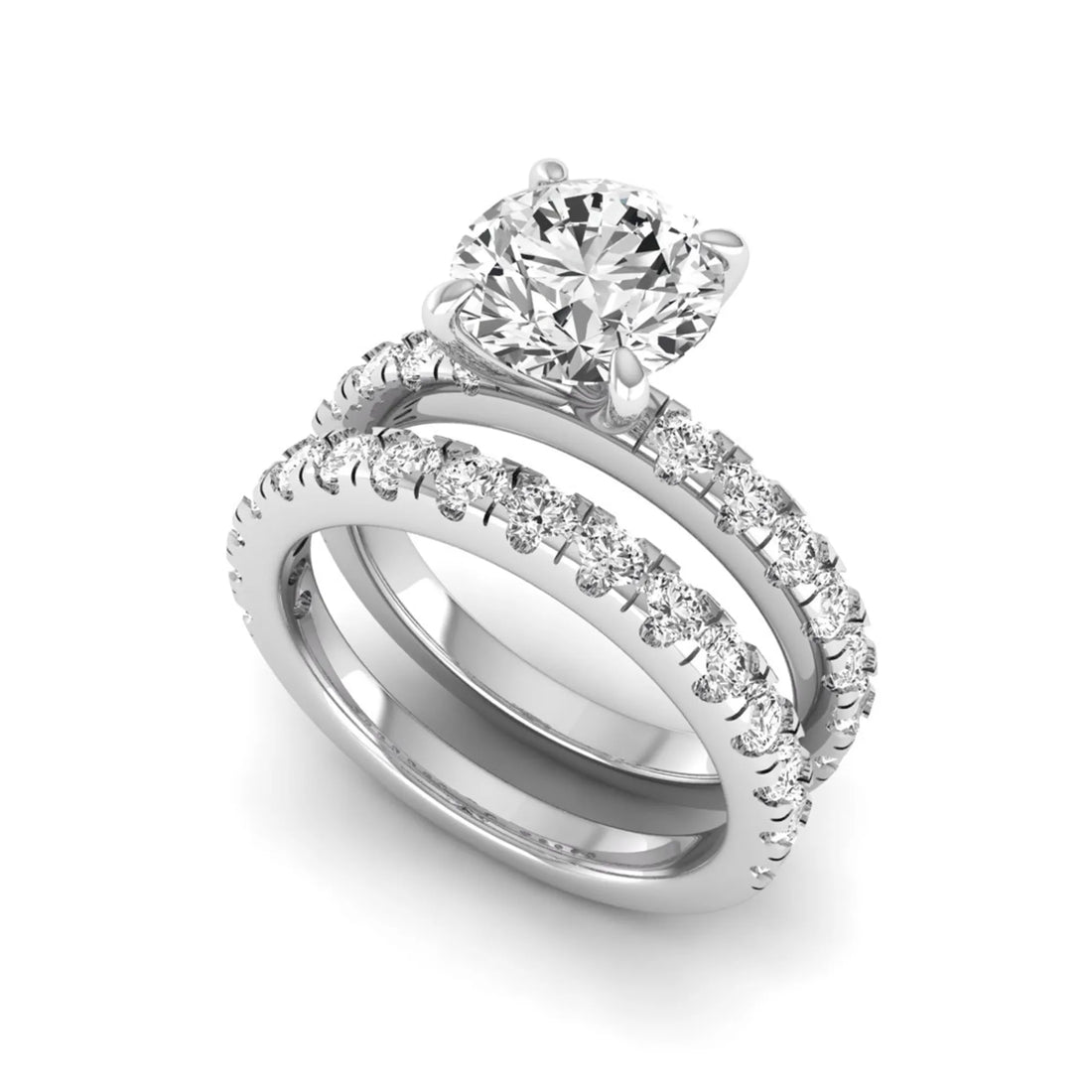 OctaPearl 1.5 ct Round Cut Lab Grown Diamond Bridal Ring Set