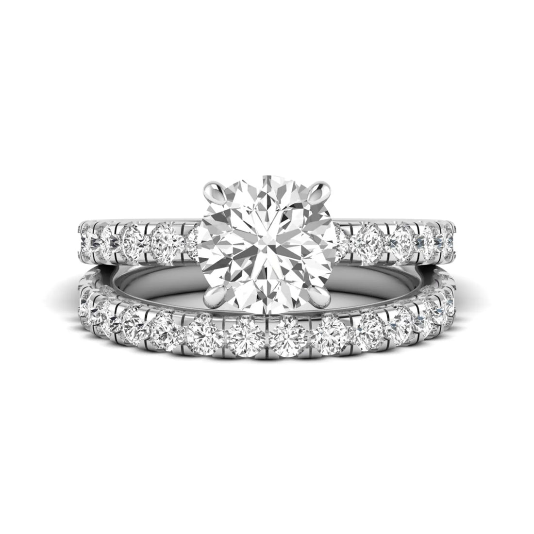 OctaPearl 1.5 ct Round Cut Lab Grown Diamond Bridal Ring Set