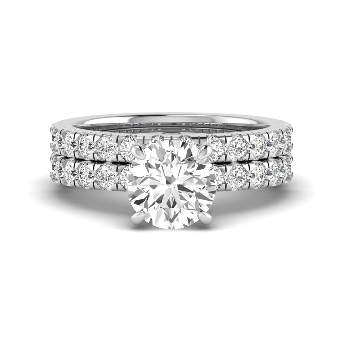 OctaPearl 1.5 ct Round Cut Lab Grown Diamond Bridal Ring Set