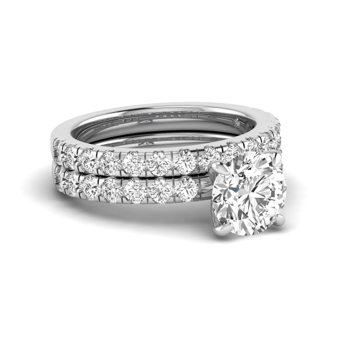 OctaPearl 1.5 ct Round Cut Lab Grown Diamond Bridal Ring Set