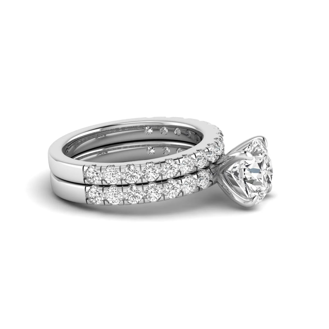 OctaPearl 1.5 ct Round Cut Lab Grown Diamond Bridal Ring Set