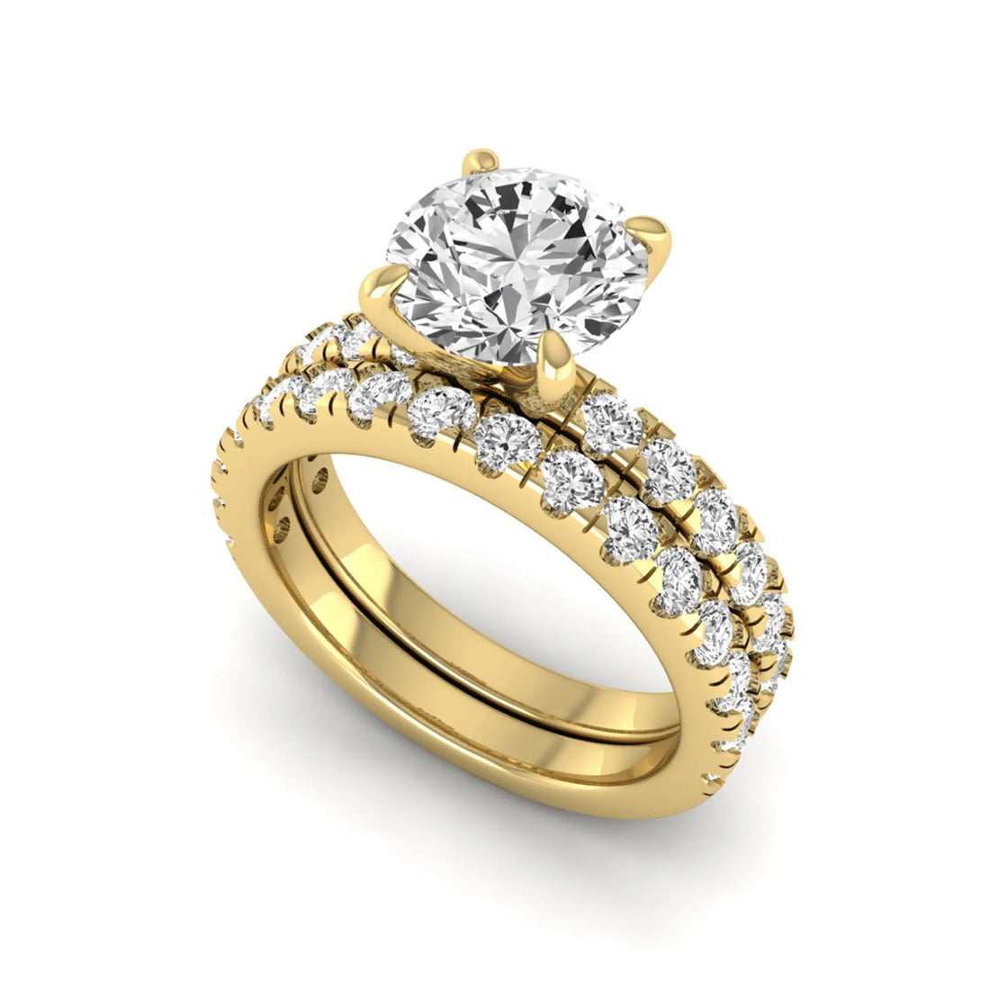 OctaPearl 1.5 ct Round Cut Lab Grown Diamond Bridal Ring Set
