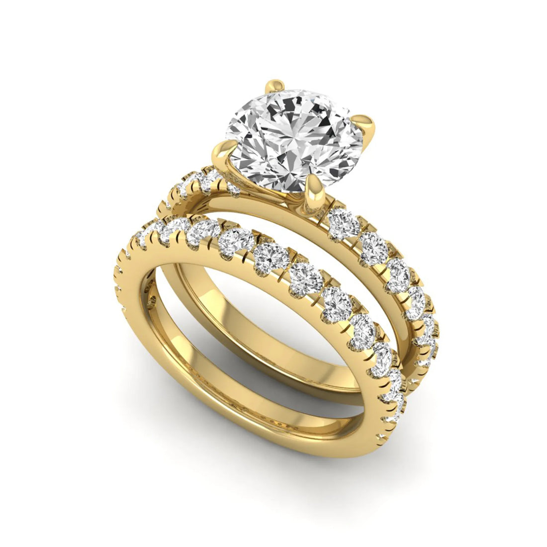 OctaPearl 1.5 ct Round Cut Lab Grown Diamond Bridal Ring Set