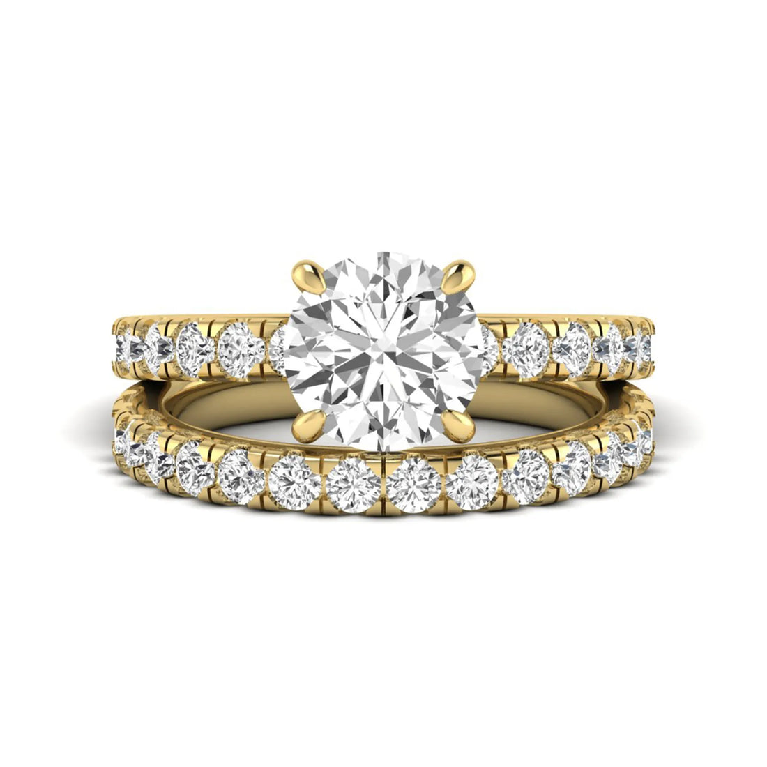 OctaPearl 1.5 ct Round Cut Lab Grown Diamond Bridal Ring Set