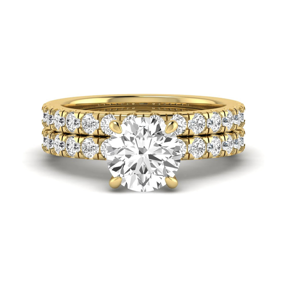 OctaPearl 1.5 ct Round Cut Lab Grown Diamond Bridal Ring Set