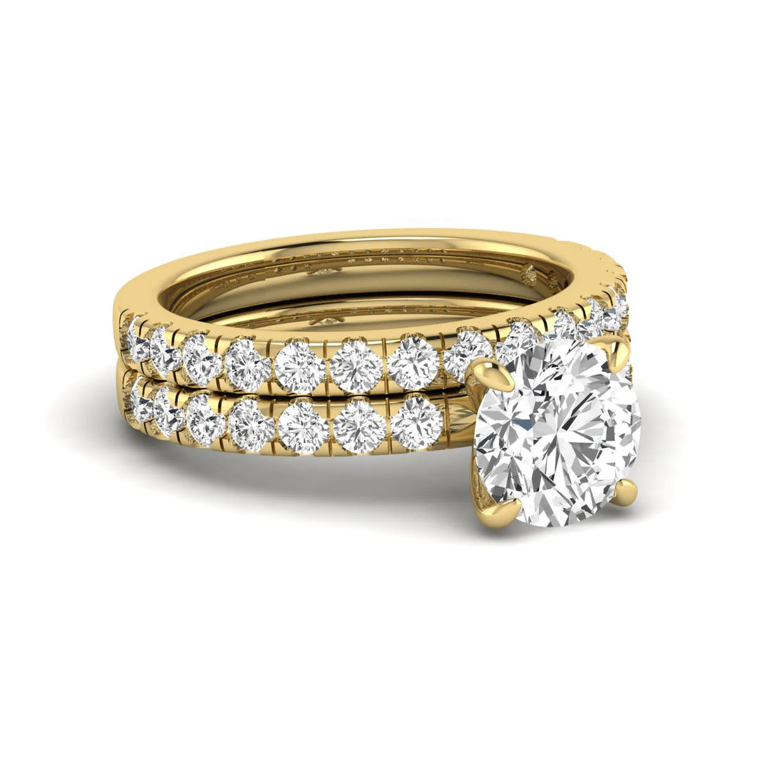 OctaPearl 1.5 ct Round Cut Lab Grown Diamond Bridal Ring Set