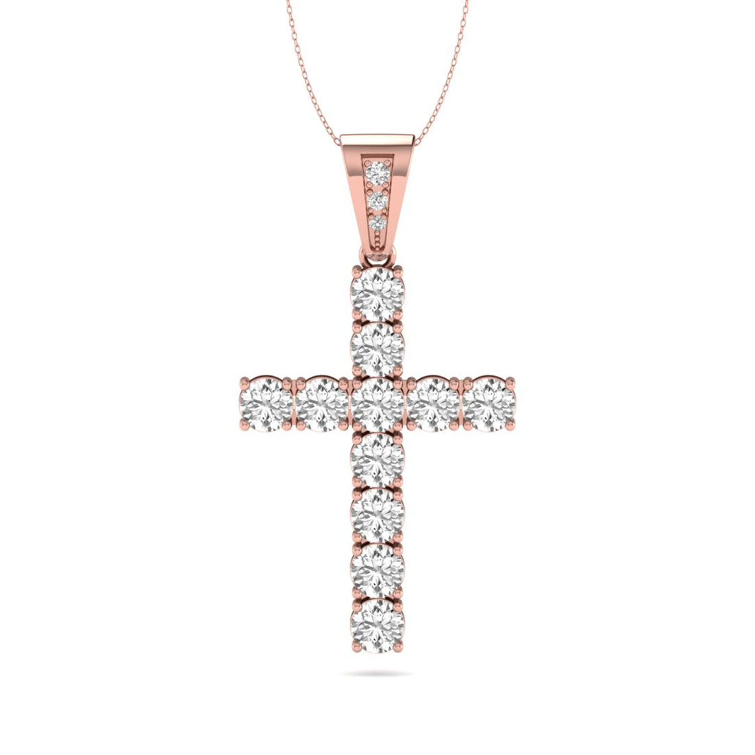 OctaPearl Round Prong Set Lab Grown Diamond Cross Pendant