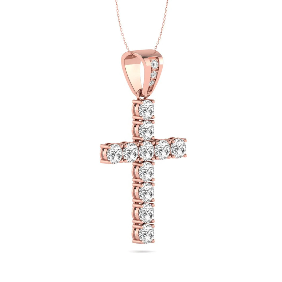 OctaPearl Round Prong Set Lab Grown Diamond Cross Pendant