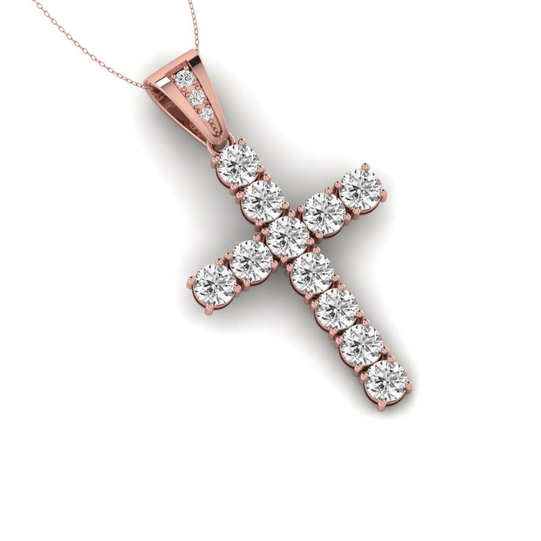 OctaPearl Round Prong Set Lab Grown Diamond Cross Pendant