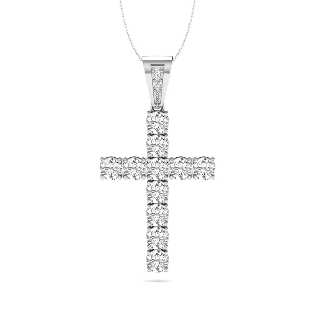 OctaPearl Round Prong Set Lab Grown Diamond Cross Pendant